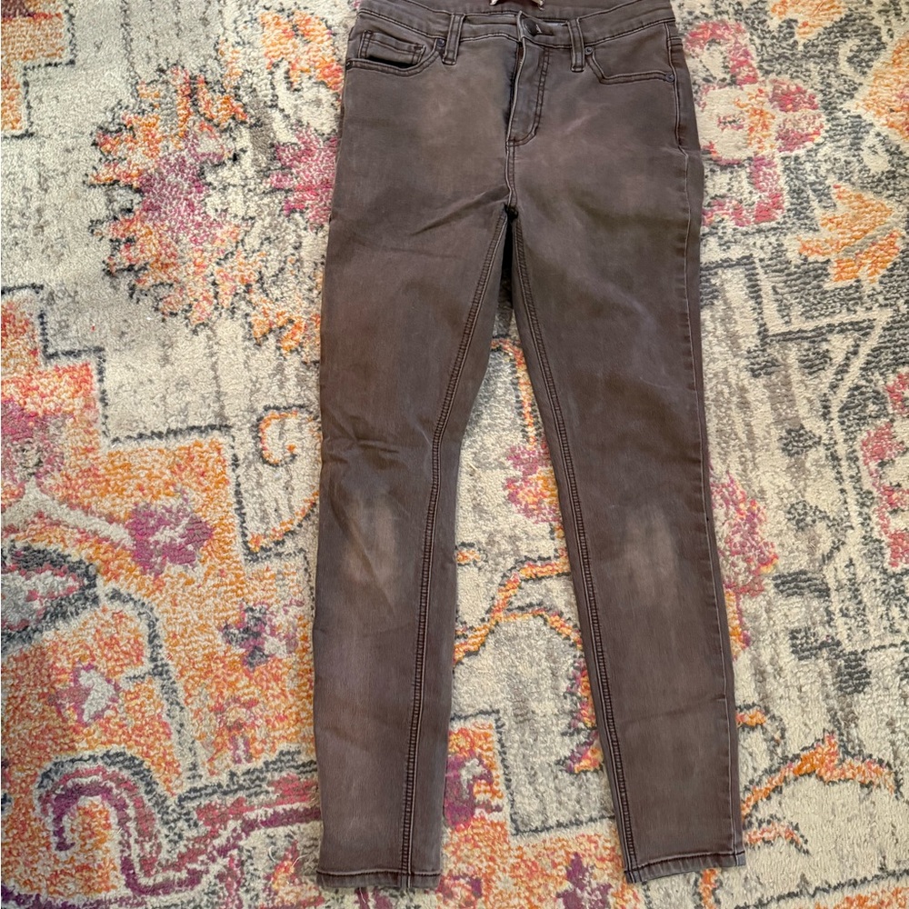 Free People Brown Ankle Cropped Jeans with Slim Fit